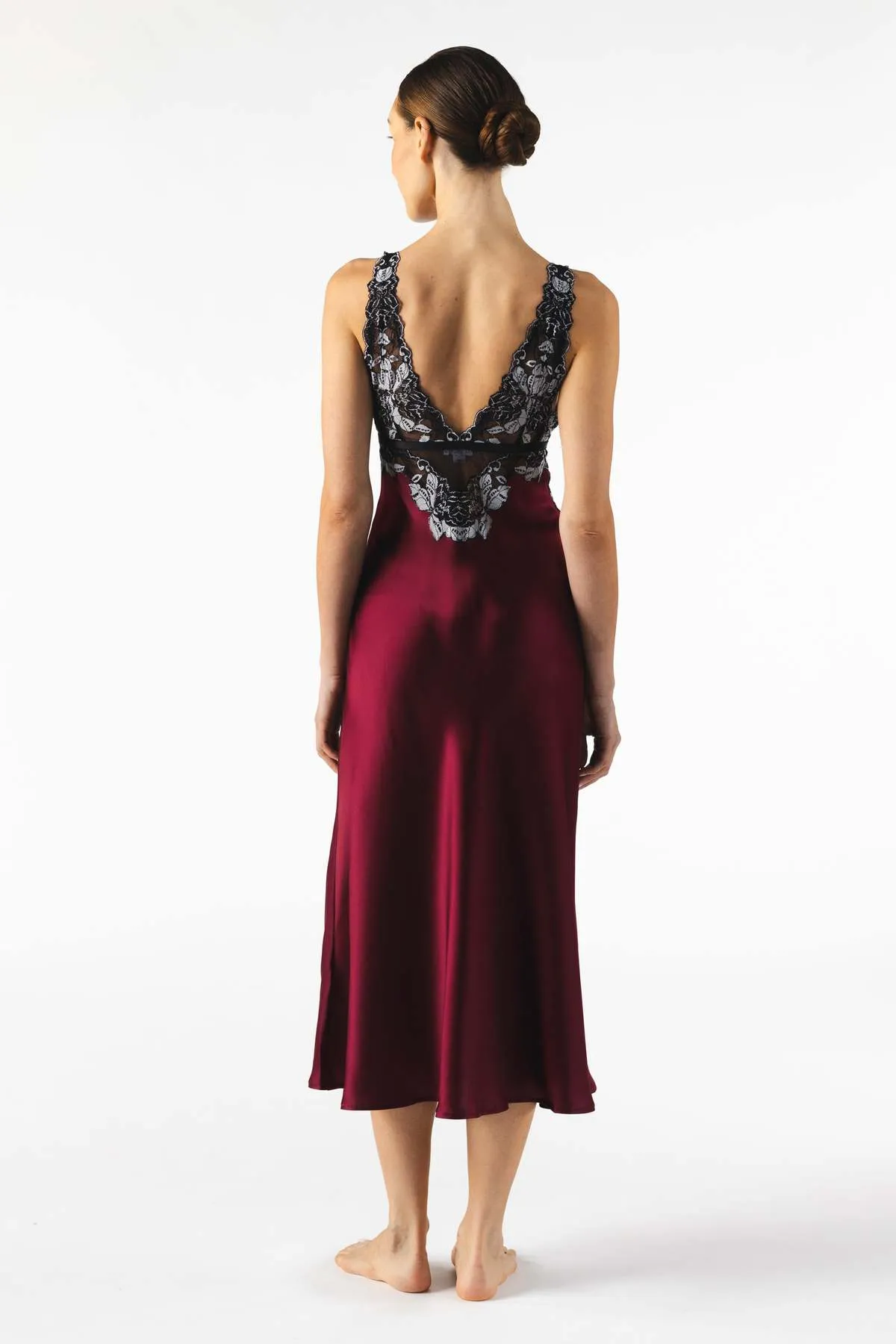 Roxy Rapture Bust Support Long Silk Gown - Bordeaux