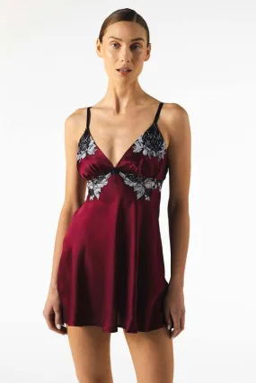 Roxy Rapture Bust-Support Silk Babydoll Chemise - Bordeaux