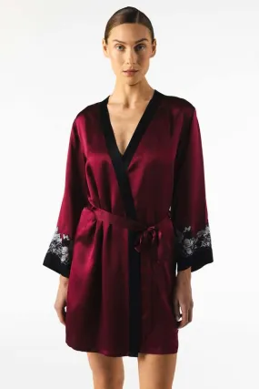 Roxy Rapture Short Silk Robe - Bordeaux