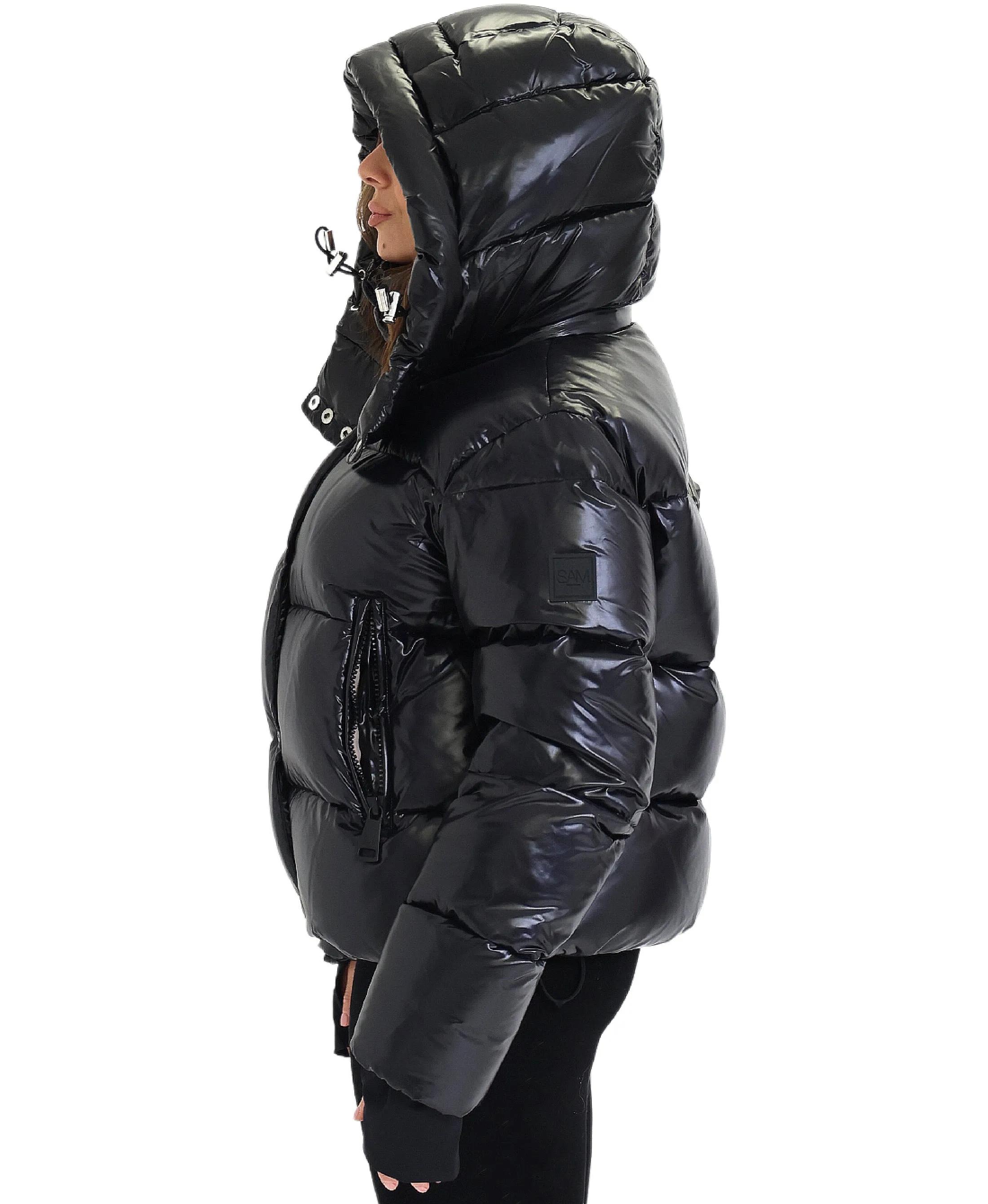 Shiny Puffer Down Crop Jacket