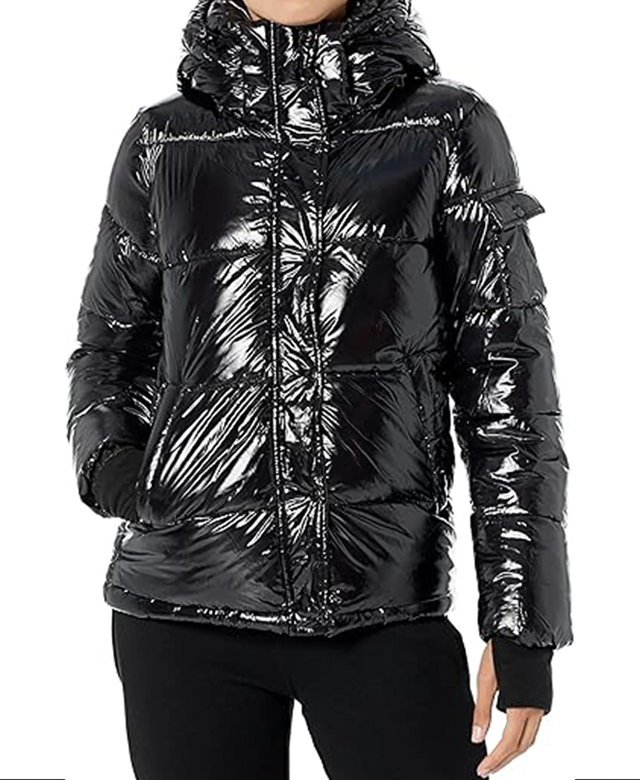 Shiny Puffer Jacket w/ Hood