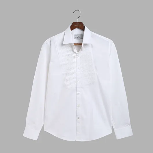 Slay White Tuxedo Pintuck Shirt