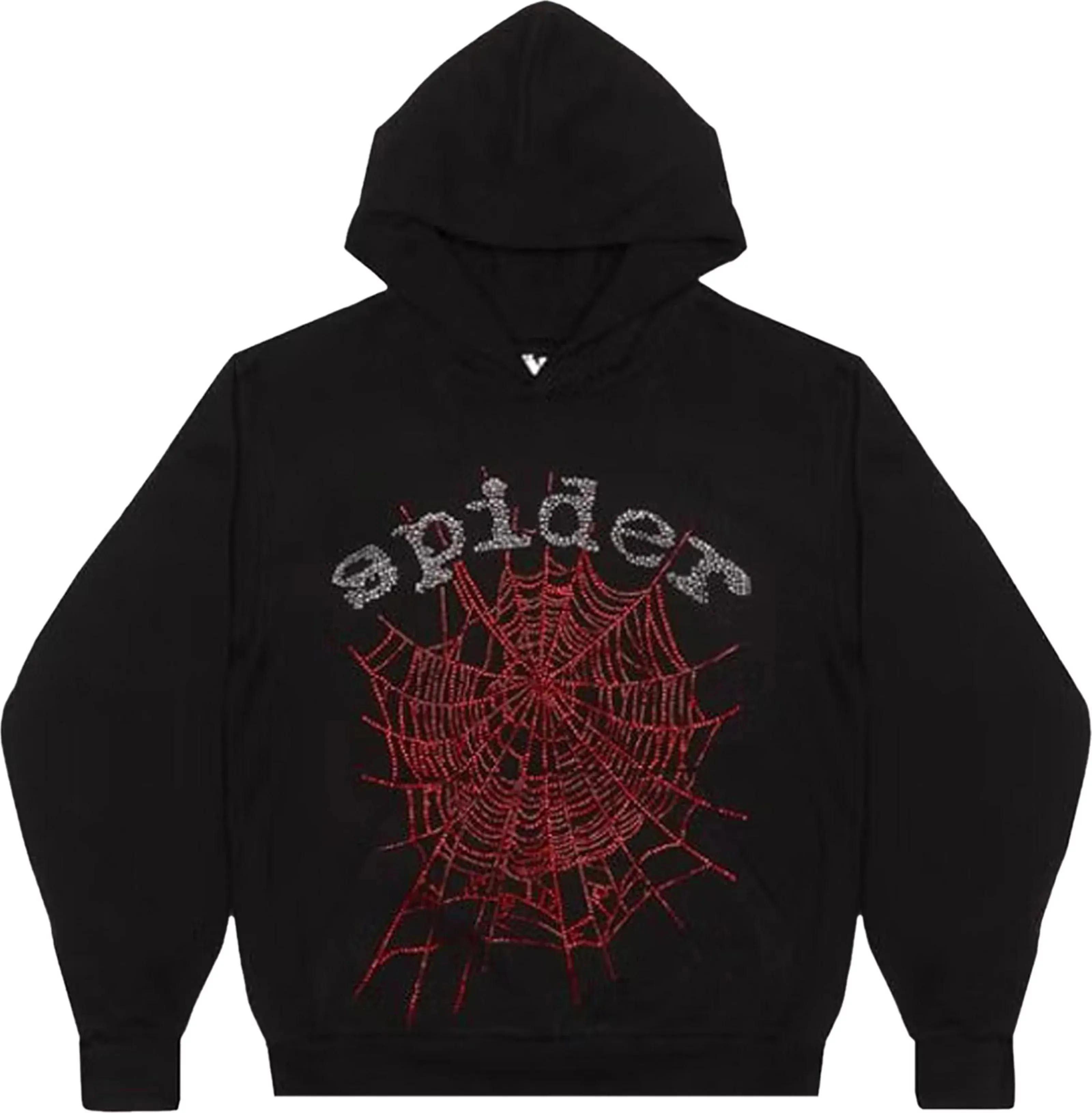 Sp5der Hoodie Black Rhinestone