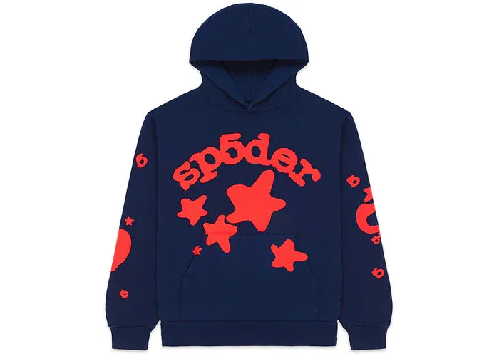 Sp5der Worldwide Beluga Hoodie - Navy Red