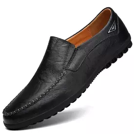 Stitched Casual Leather Loafer Shoes