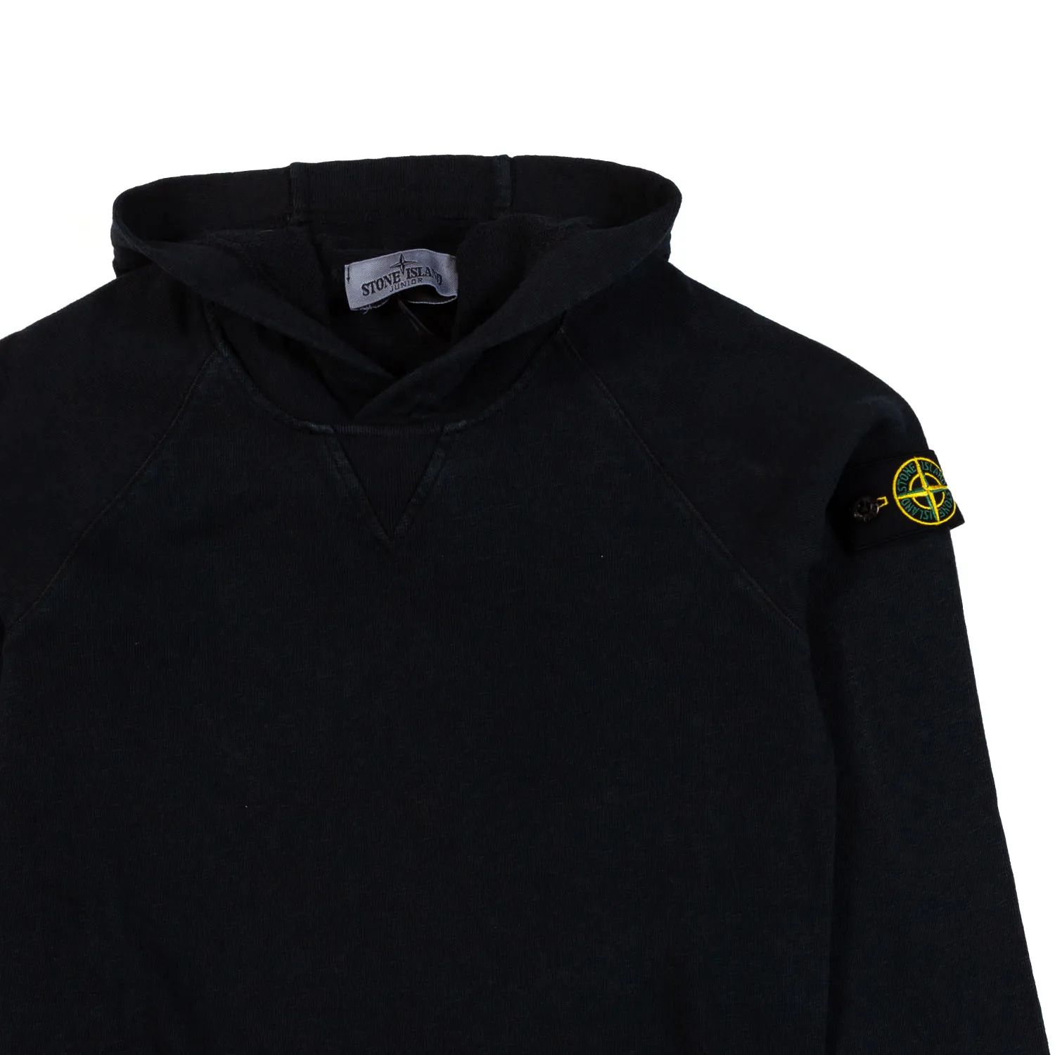 Stone Island Black Hooded Sweatshirt With Compass Logo Patch