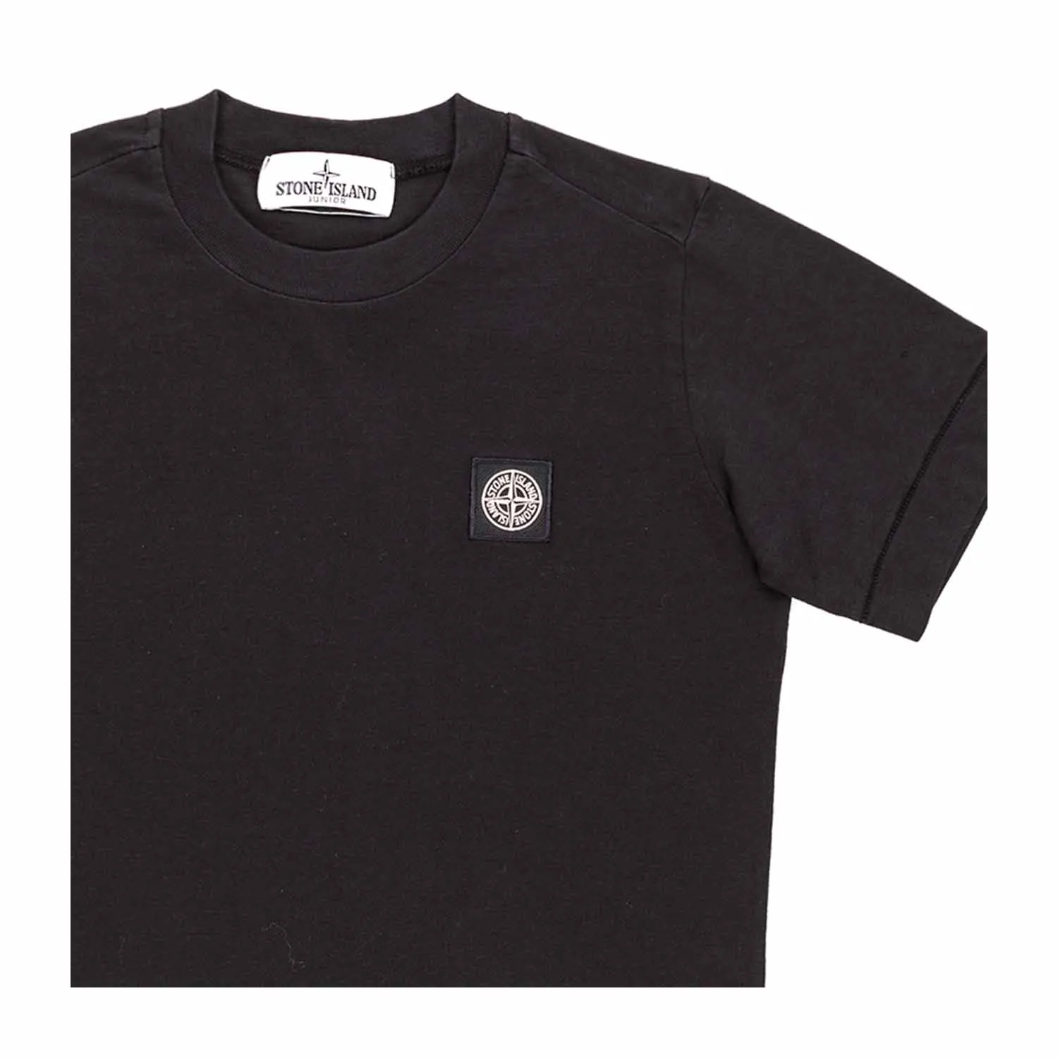 Stone Island Boy Black Logo Patch T-Shirt