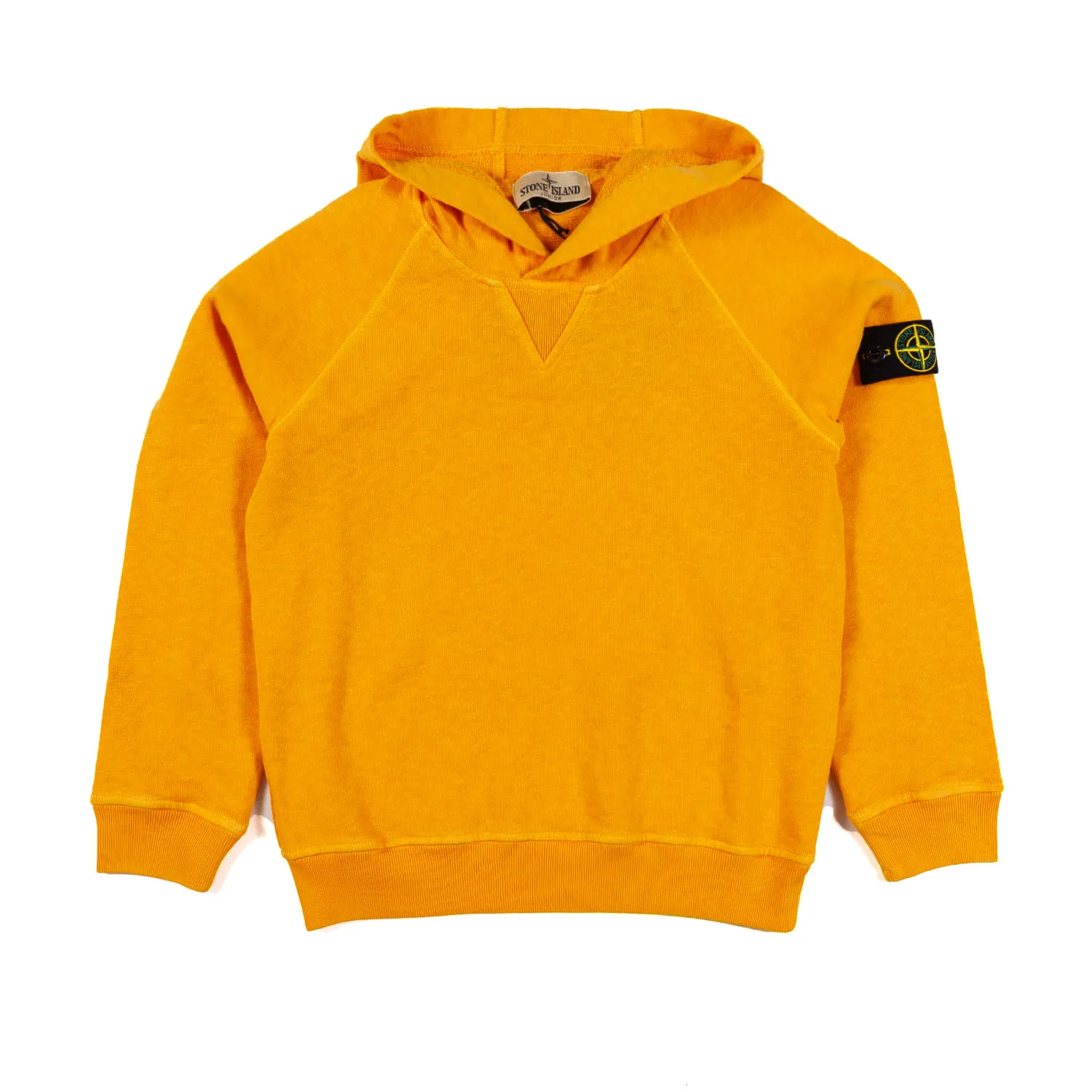 Stone Island Dark Yellow Hooded Sweatshirt With Compass Logo Patch