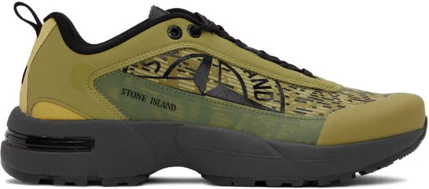 Stone Island Green Rubberized Sneakers