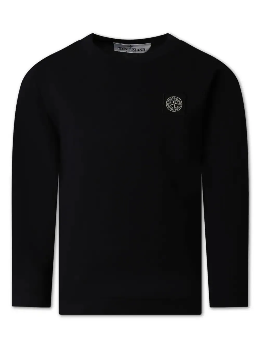 STONE ISLAND JUNIOR Black T-Shirt With Logo Patch