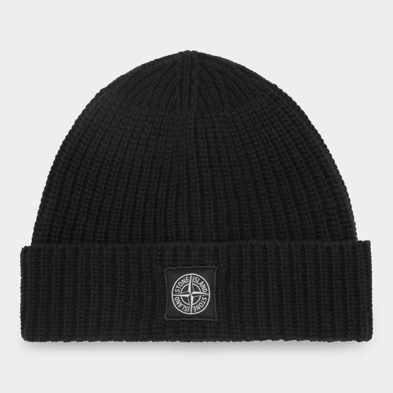 STONE ISLAND Logo Badge Beanie Hat - Black