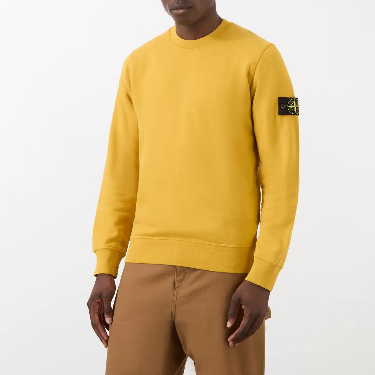 STONE ISLAND Logo Badge Sweatshirt - Mustard