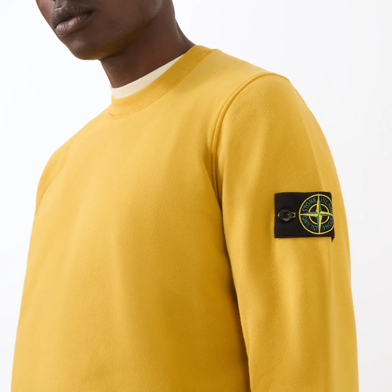 STONE ISLAND Logo Badge Sweatshirt - Mustard