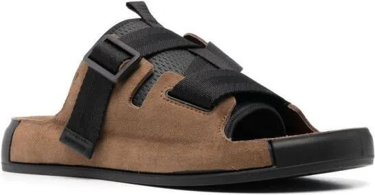 Stone Island Shadow Project crossover fastening suede slides Brown