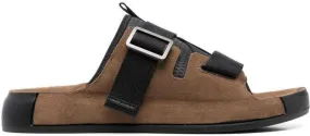 Stone Island Shadow Project crossover fastening suede slides Brown