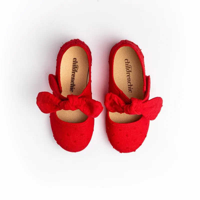 Swiss-dot Bow Mary Janes in Red