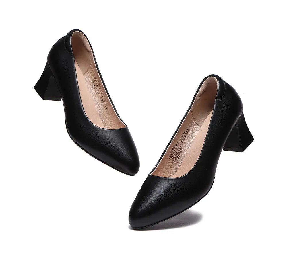 TARRAMARRA All-Black Leather Women Low Block Heels Fanny