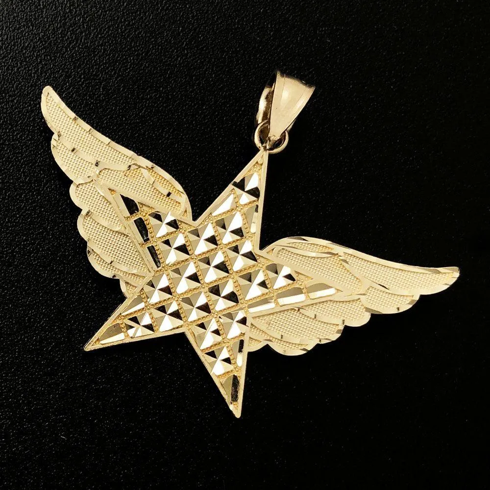 Texas Lone Star Wings DC 10K Yellow Gold Pendant