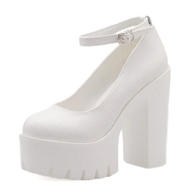 The Classic Chunky Mary-Janes - White - 6.5