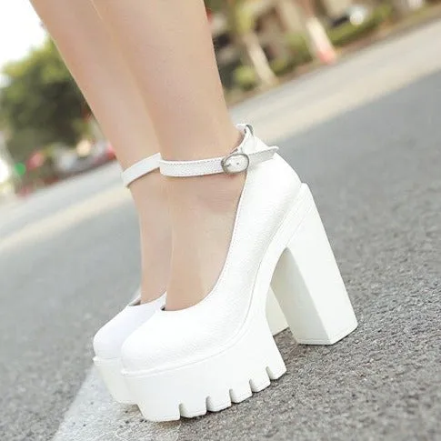 The Classic Chunky Mary-Janes - White - 6.5