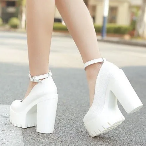 The Classic Chunky Mary-Janes - White - 6.5