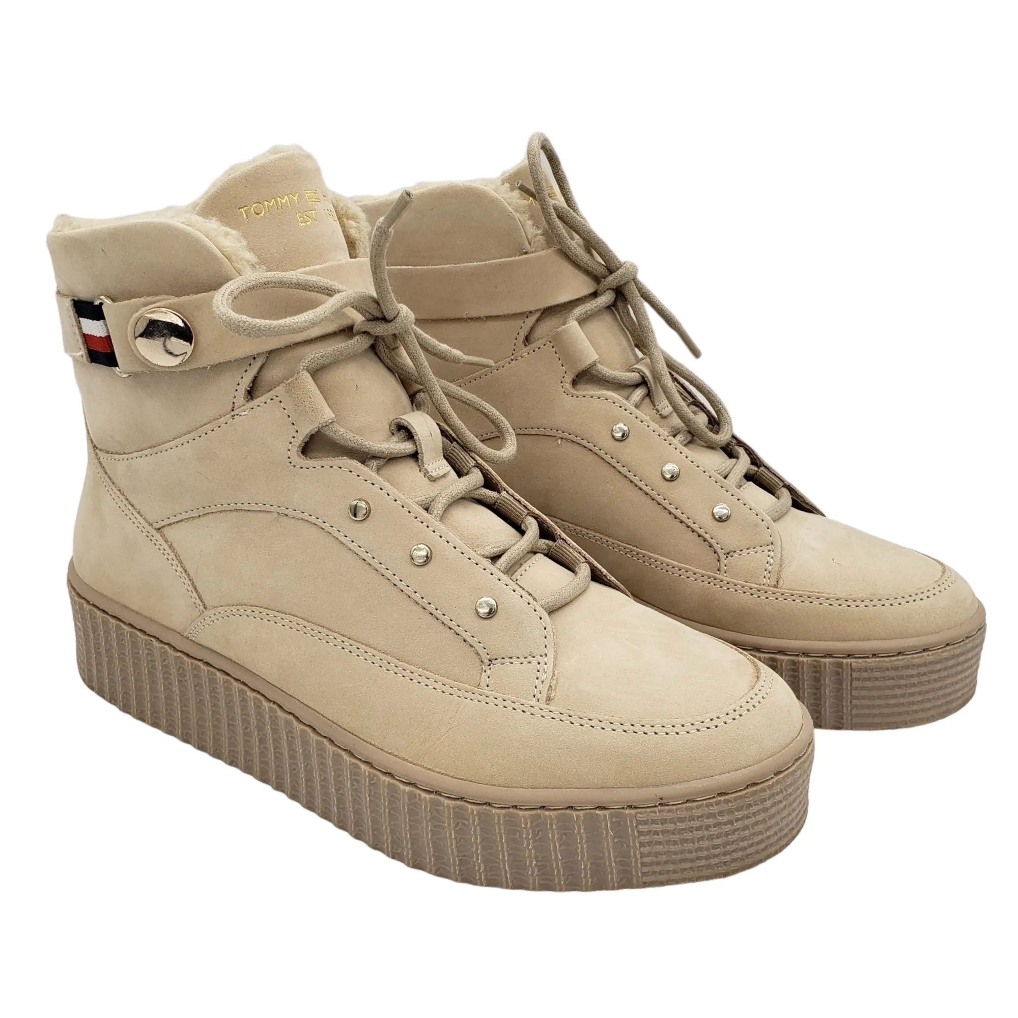 Tommy Hilfiger Beige Suede Warm Lined Lace-Up Boot