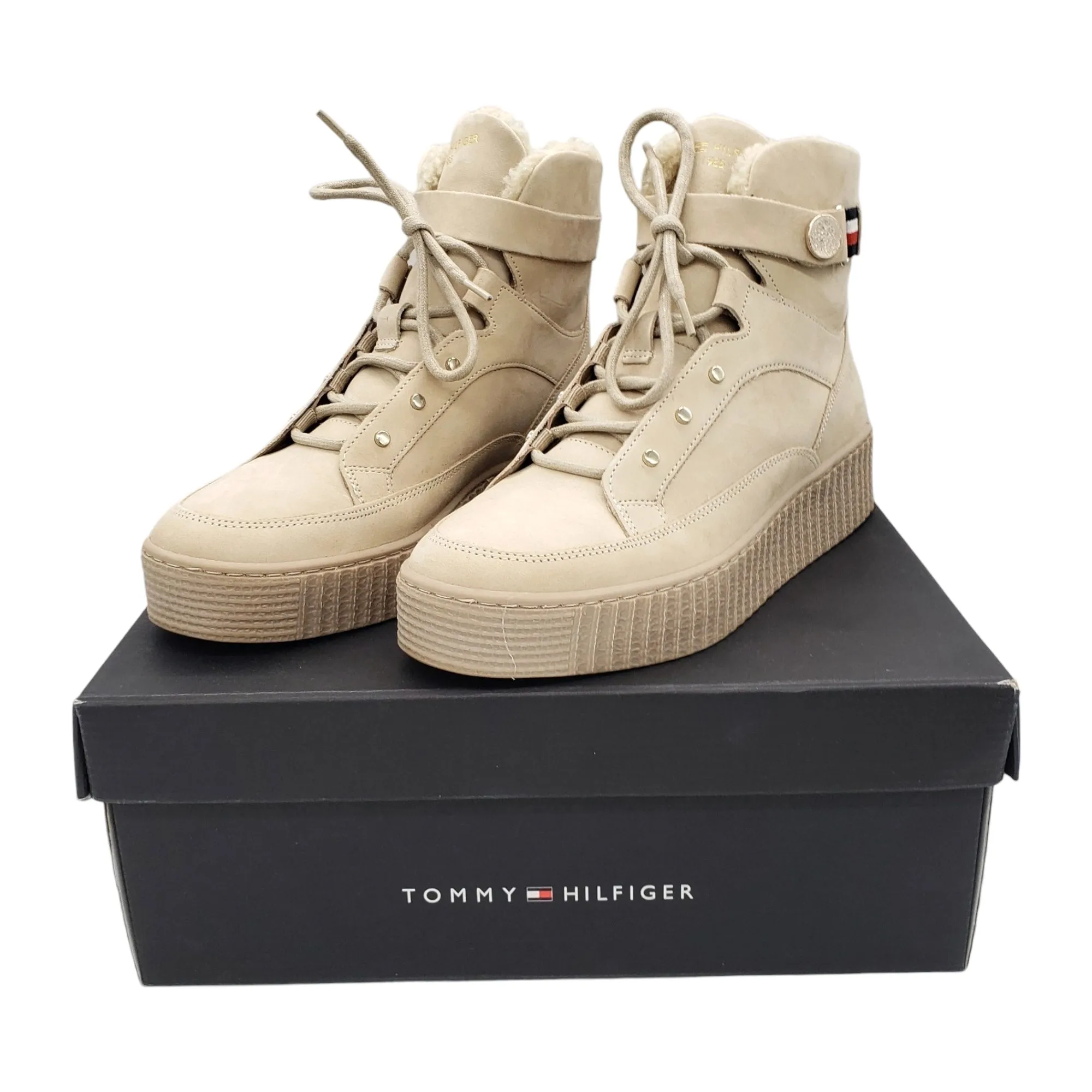 Tommy Hilfiger Beige Suede Warm Lined Lace-Up Boot