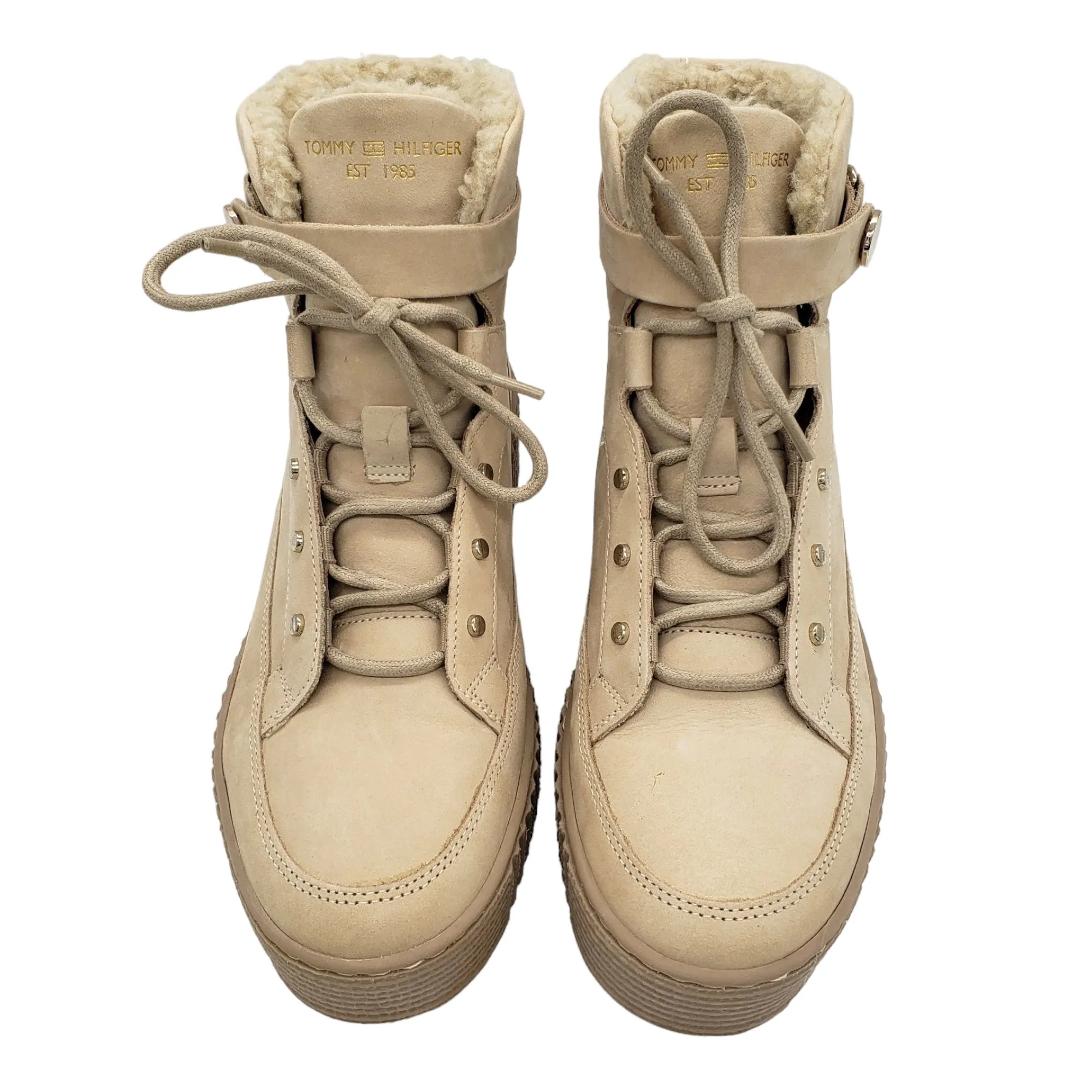 Tommy Hilfiger Beige Suede Warm Lined Lace-Up Boot