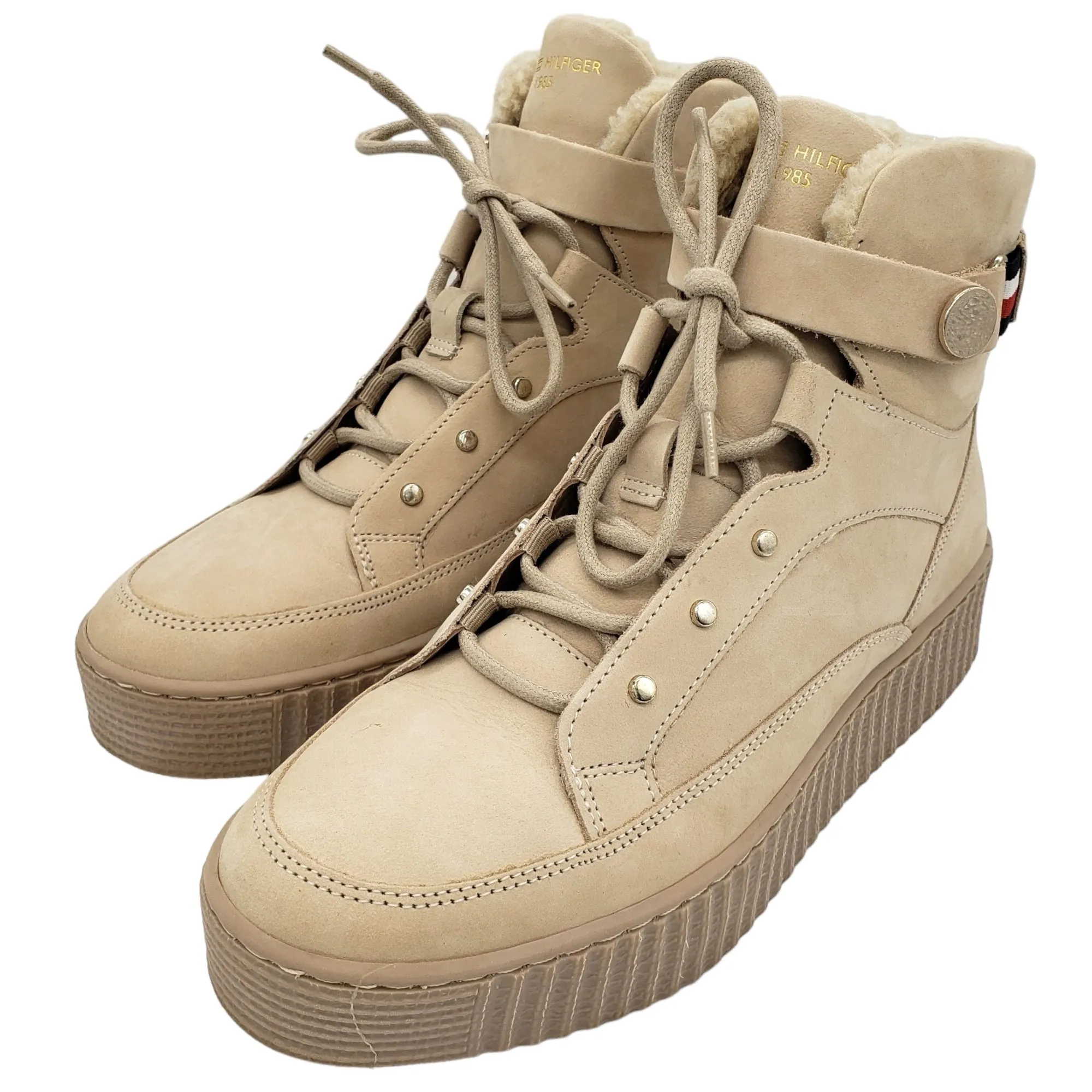 Tommy Hilfiger Beige Suede Warm Lined Lace-Up Boot