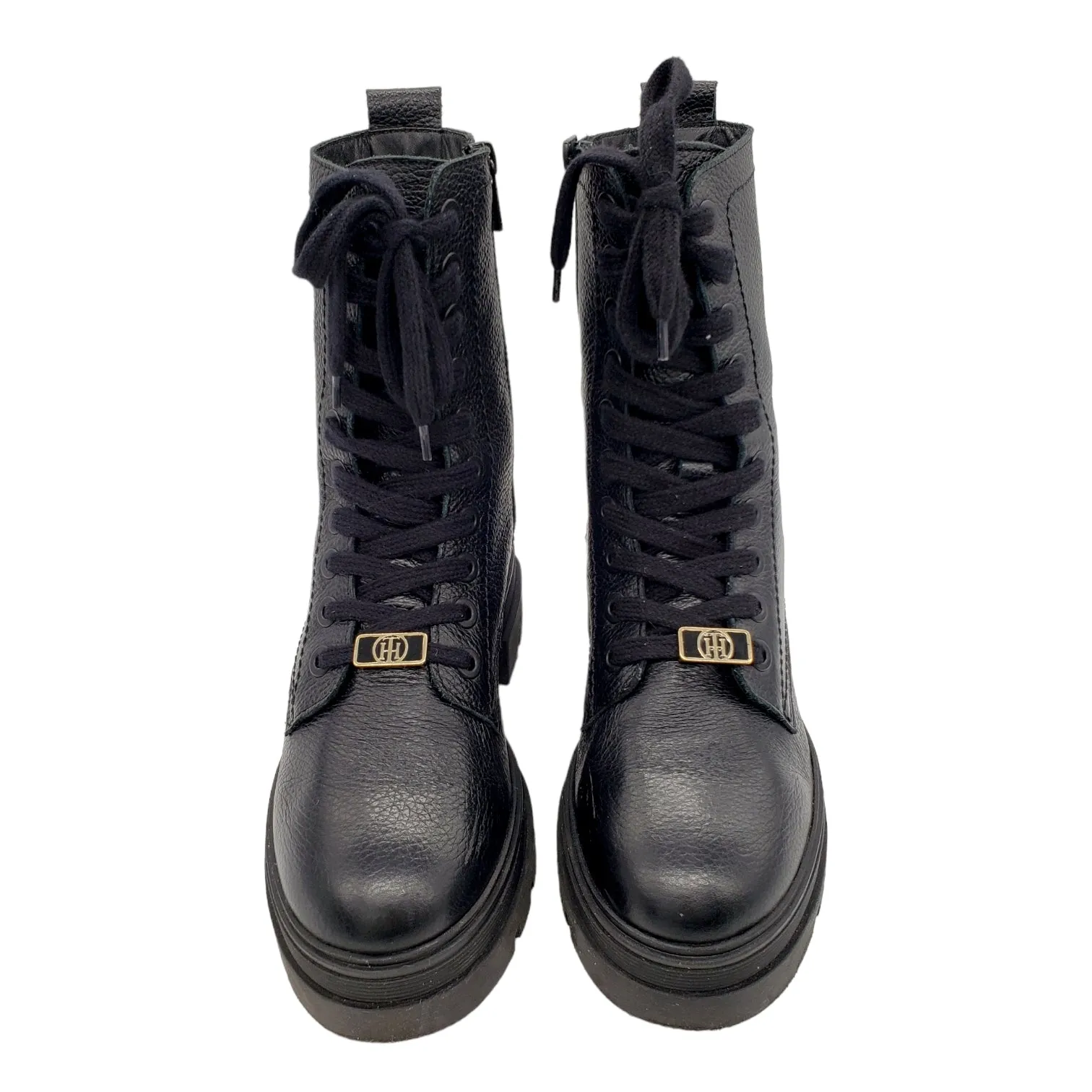 Tommy Hilfiger Black Lace Up Chunky Boot