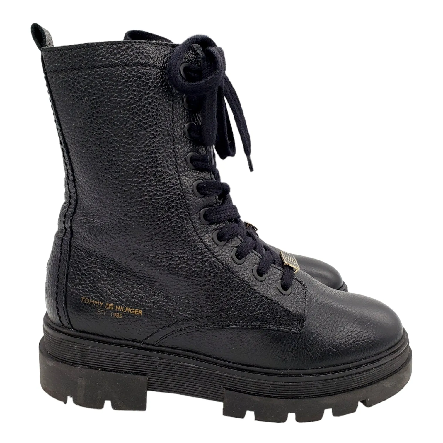 Tommy Hilfiger Black Lace Up Chunky Boot