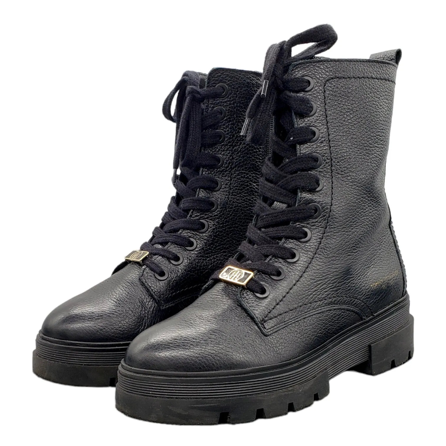 Tommy Hilfiger Black Lace Up Chunky Boot