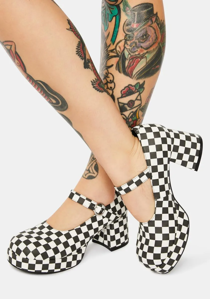 Tunnel Vision Checkered Mary Janes-