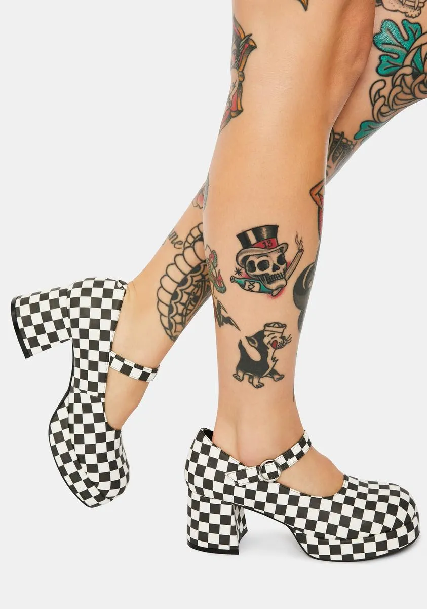 Tunnel Vision Checkered Mary Janes-