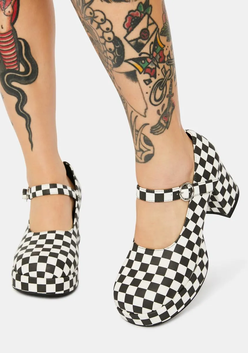 Tunnel Vision Checkered Mary Janes-