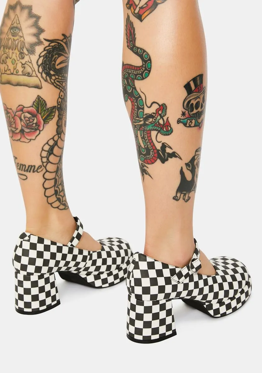 Tunnel Vision Checkered Mary Janes-