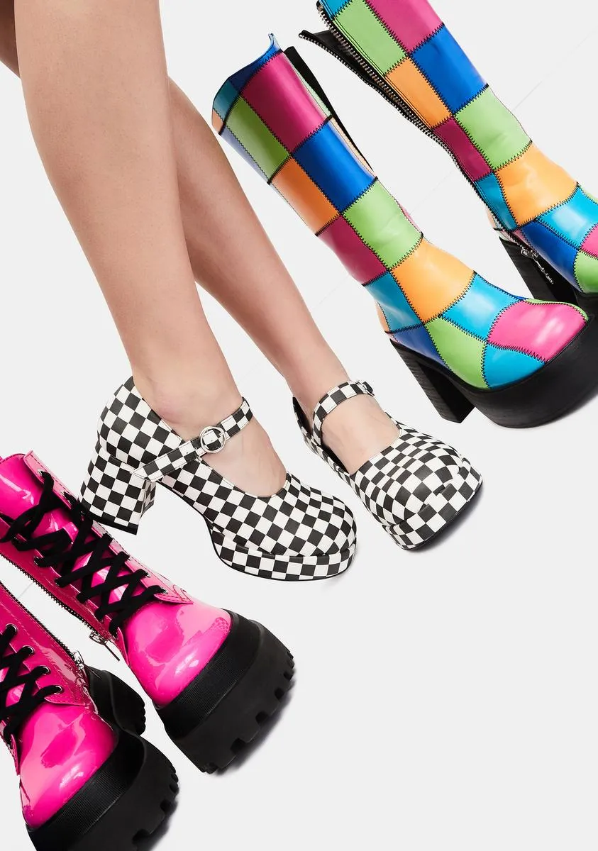 Tunnel Vision Checkered Mary Janes-