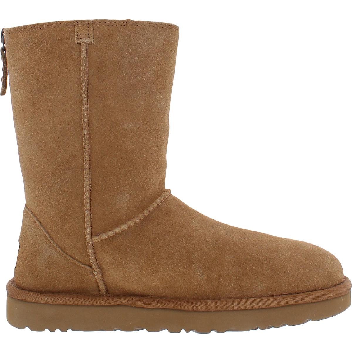 Ugg Womens Classic Short Zip Suede Lined Winter & Snow Boots