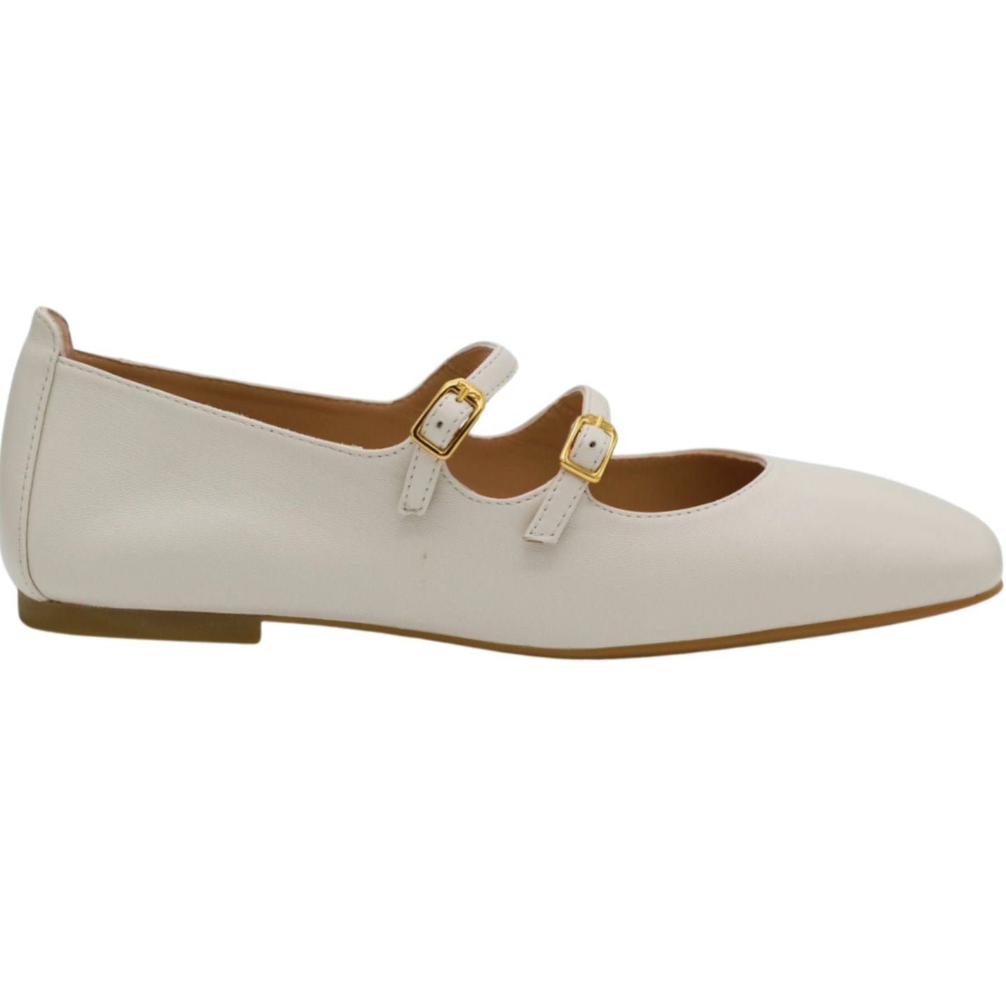 UNISA Ivory  Leather Mary Jane  Ballet Flat Shoe