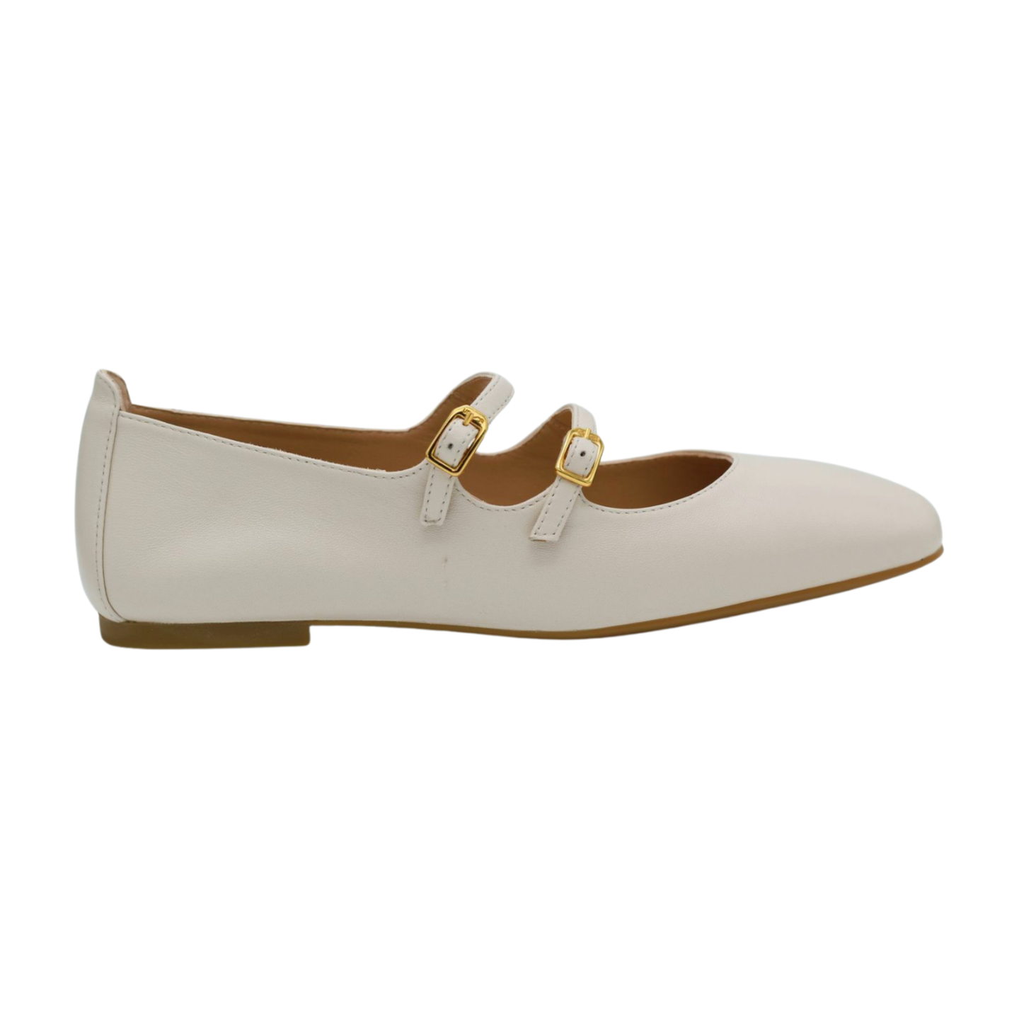 UNISA Ivory  Leather Mary Jane  Ballet Flat Shoe