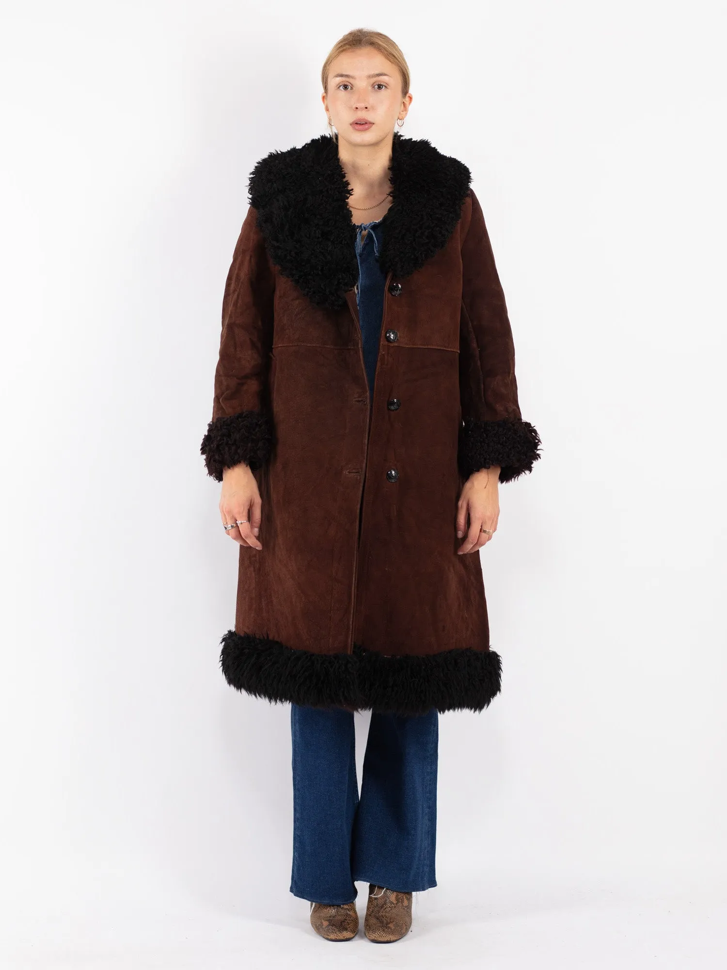 Vintage 70's Penny Lane Sheepskin Coat in Brown