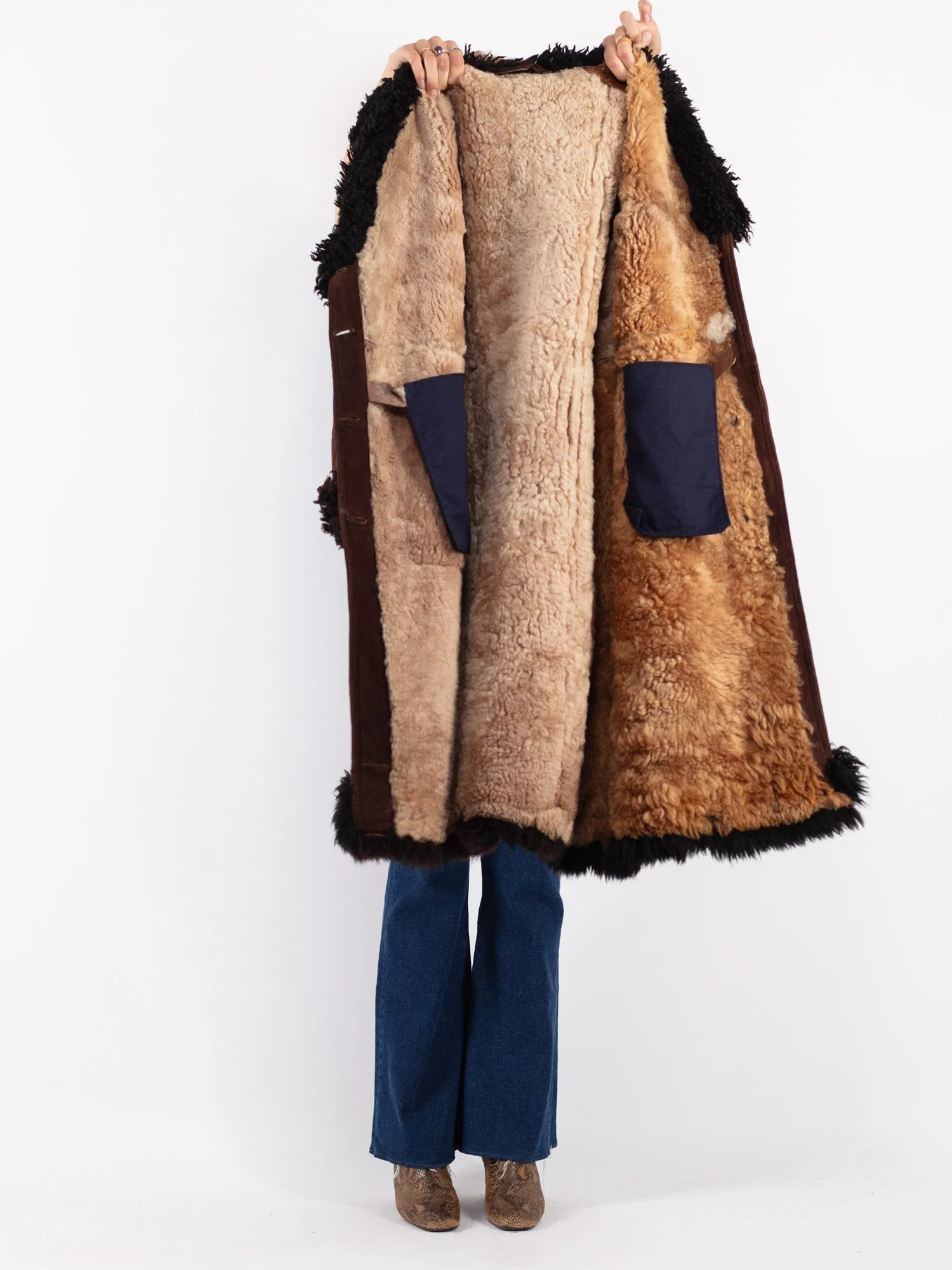 Vintage 70's Penny Lane Sheepskin Coat in Brown