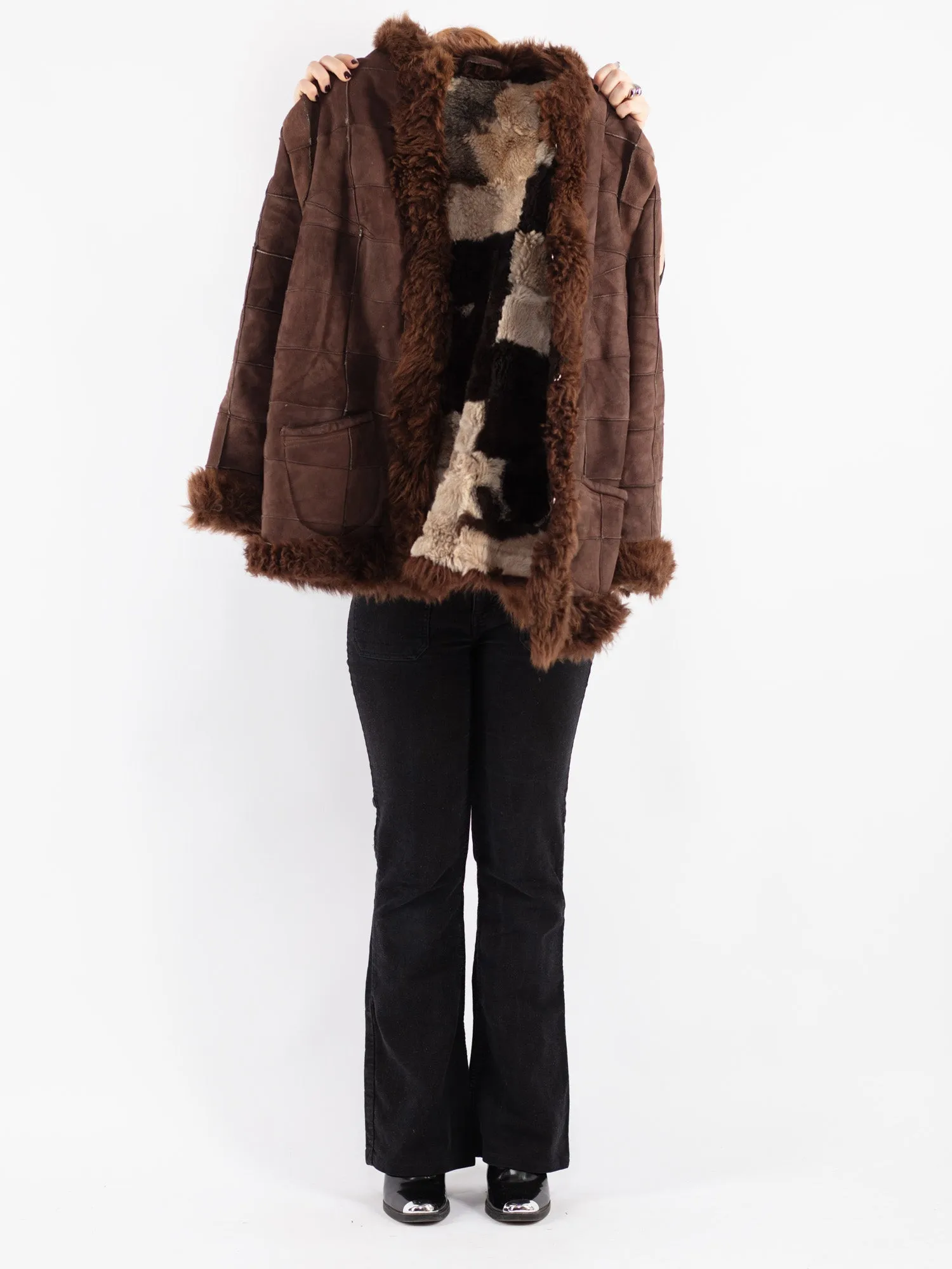 Vintage 70's Women Sheepskin Coat in Brown