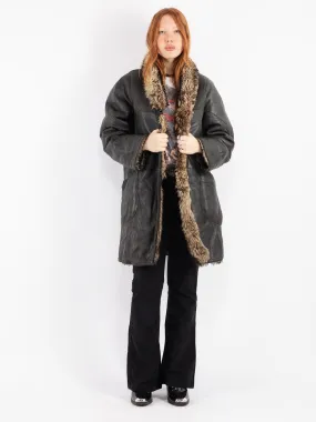 Vintage 70's Women Sheepskin Shearling Coat in Black