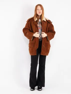 Vintage 80's Women Sheepskin Coat in Brown