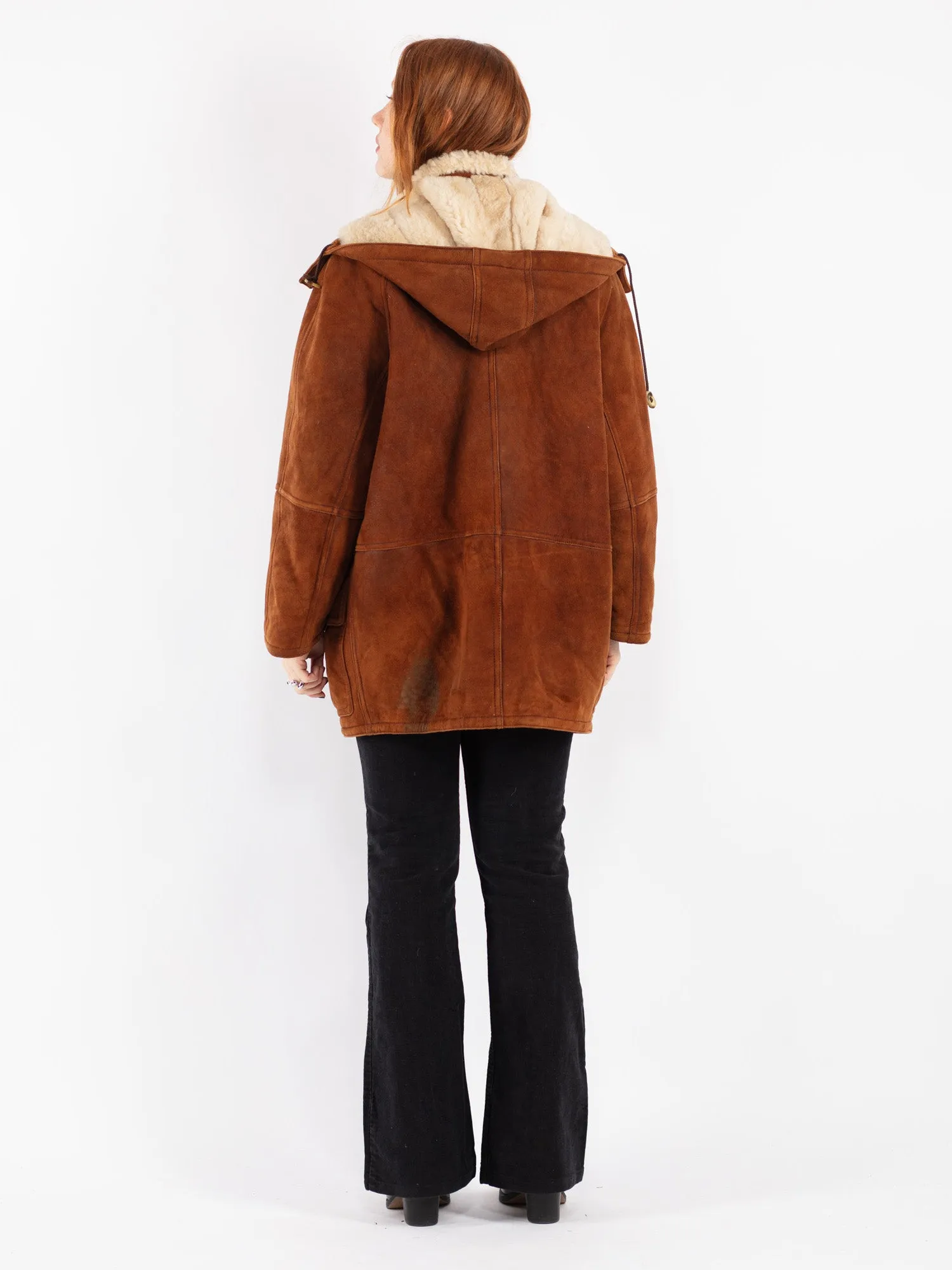 Vintage 80's Women Sheepskin Coat in Brown