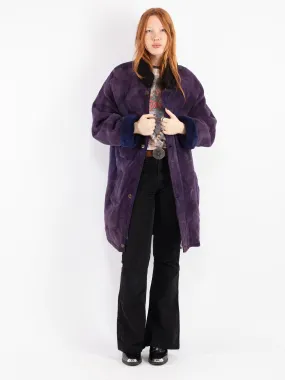 Vintage 80's Women Sheepskin Coat in Purple