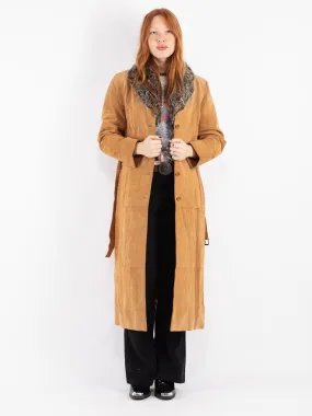 Vintage 90's Women Suede Sherpa Coat in Beige