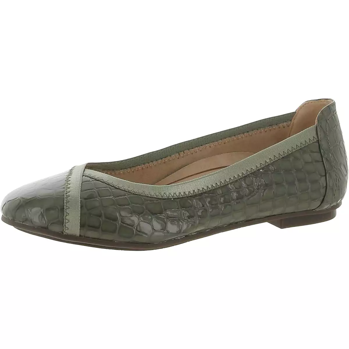 Vionic Womens Caroll Embossed Slip On Ballet Flats