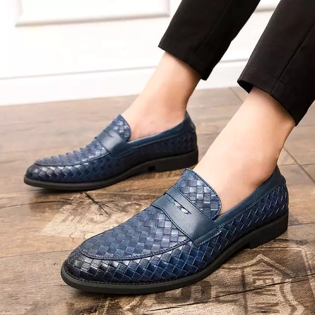 Weaved Penny Loafer Shoes For Men